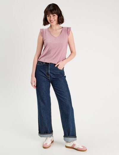Blouse sans manches plissée vieux rose femme