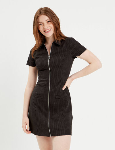 Robe évasée zippée gris femme