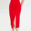 Robe longue ajustée drappée rouge femme