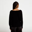 Pull oversize col bateau manches longues noir femme