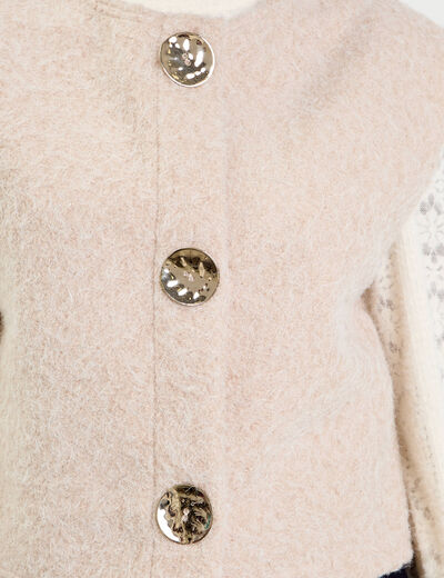 Gilet sans manches effet polaire ecru femme