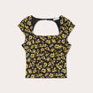 Blouse dos ouvert noir femme