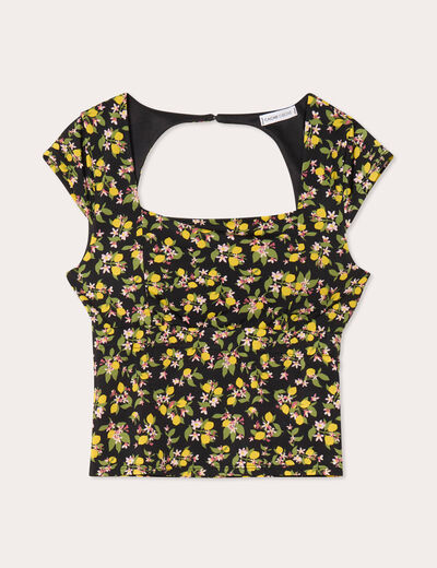 Blouse dos ouvert noir femme