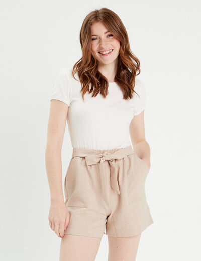 Combishort ceinturée sable femme