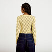 T-shirt ajust&eacute; col rond manches longues jaune clair femme