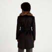 Manteau cintr&eacute; col ch&acirc;le manches longues noir femme