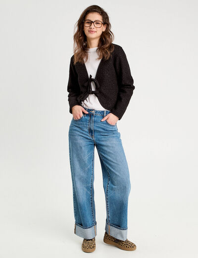Gilet effet polaire noué noir femme