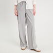 Pantalon large taille haute gris clair femme