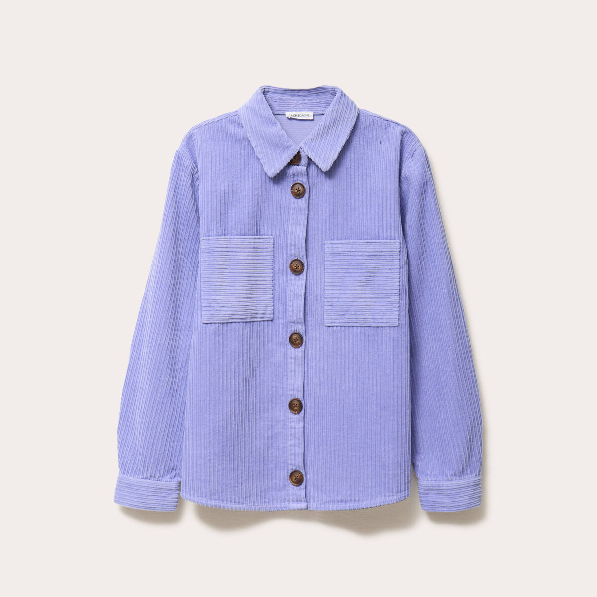 Surchemise oversize col chemise en coton mauve femme