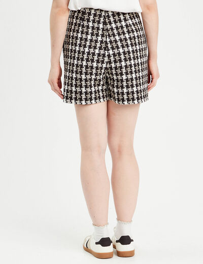 Jupe-short trapèze tweed noir femme