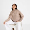 Pull col montant manches longues taupe femme
