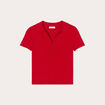 T-shirt manches courtes col polo rouge femme