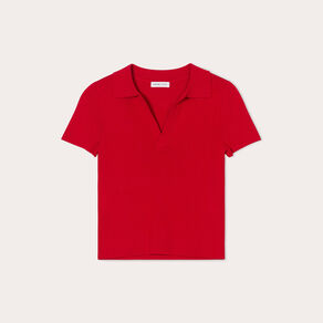 t shirt manches courtes col polo rouge femme T-shirt manches courtes col polo rouge femme