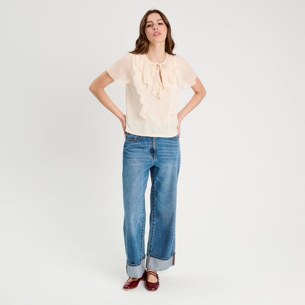 blouse volants ecru femme Blouse volants ecru femme