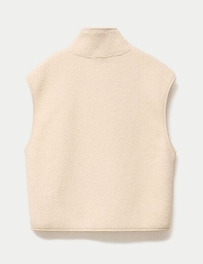 Veste sans manches effet polaire ecru femme