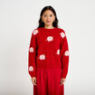 Pull ample col rond manches longues rouge femme