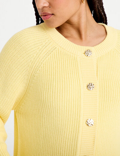 Gilet manches longues jaune clair femme
