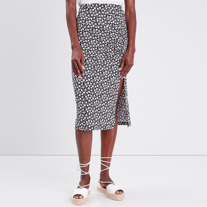 Jupe longue droite noir femme
