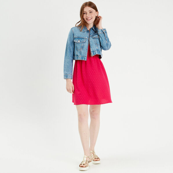 robe evasee fluide plumetis rose fushia femme Robe évasée fluide plumetis rose fushia femme