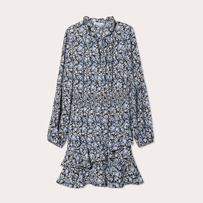 Robe évasée volantée noir femme