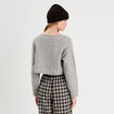 Pull cropped manches longues gris foncé femme