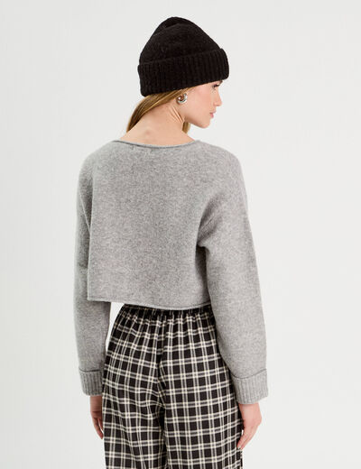Pull cropped manches longues gris foncé femme