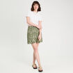 Jupe courte évasée vert kaki femme