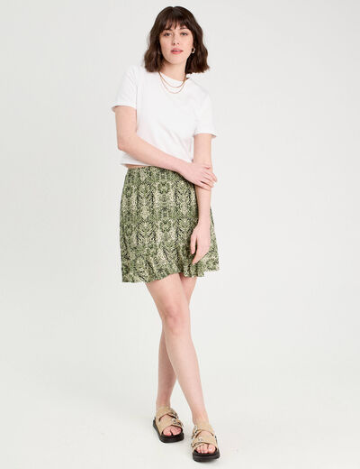 Jupe courte évasée vert kaki femme