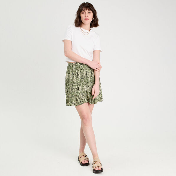 Jupe courte évasée vert kaki femme