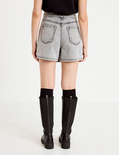 Jupe-short droite en jean denim gris femme