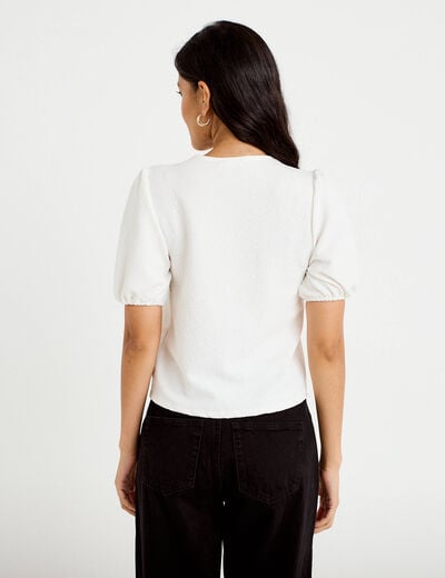 Blouse droite manches courtes ecru femme