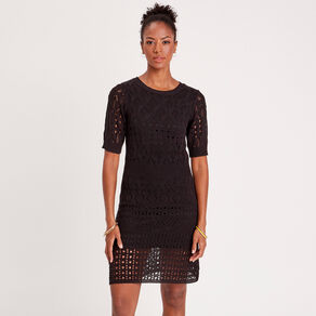 robe pull evasee ajouree noir femme Robe pull évasée ajourée noir femme