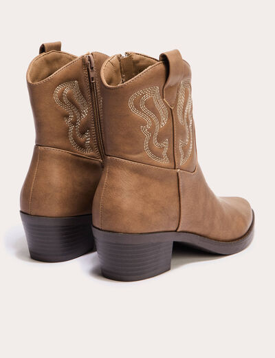 Bottines western marron clair femme