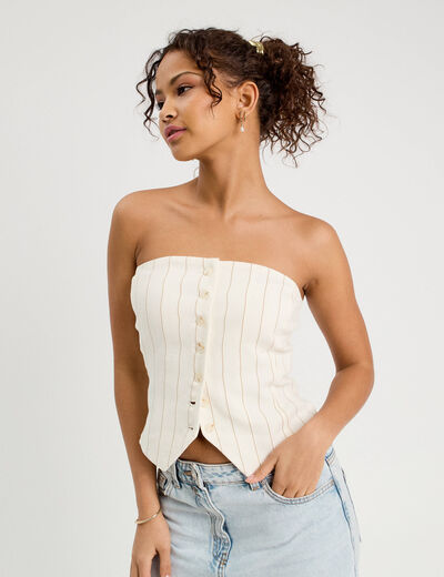 Bustier cintré boutons blanc femme