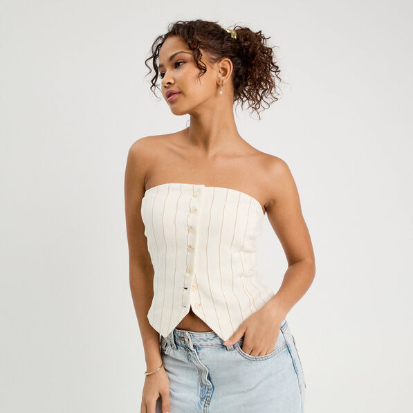 Bustier cintré boutons blanc femme