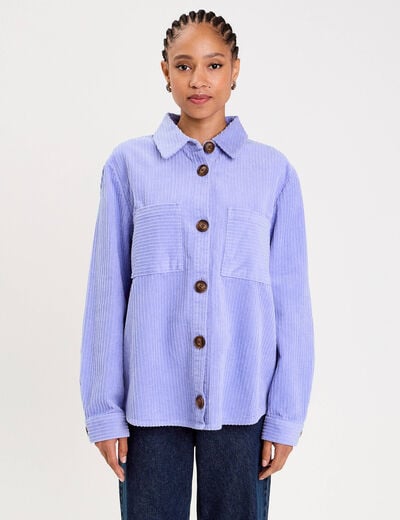 Surchemise oversize col chemise en coton mauve femme