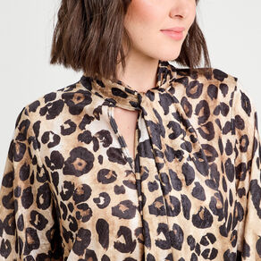 Blouse col lavallière beige femme