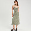 Robe longue ajustée vert kaki femme