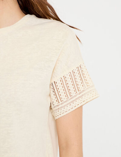 T-shirt manches courtes ecru femme