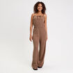 Combinaison large longue stretch marron femme