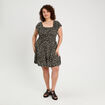 Robe évasée manches courtes noir femme