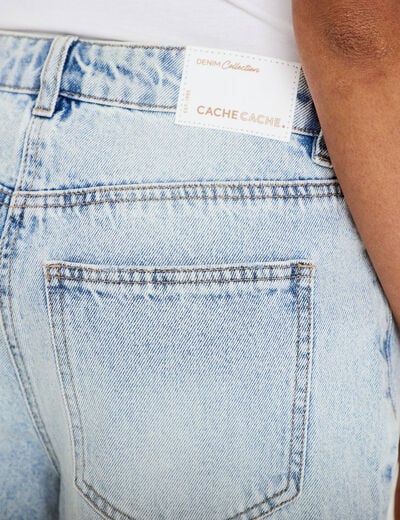 Jean barrel cropped taille standard denim bleach femme