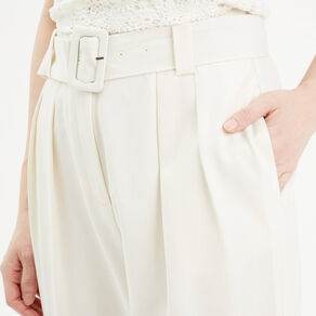 pantalon cigarette ceinture ecru femme Pantalon cigarette ceinturé ecru femme
