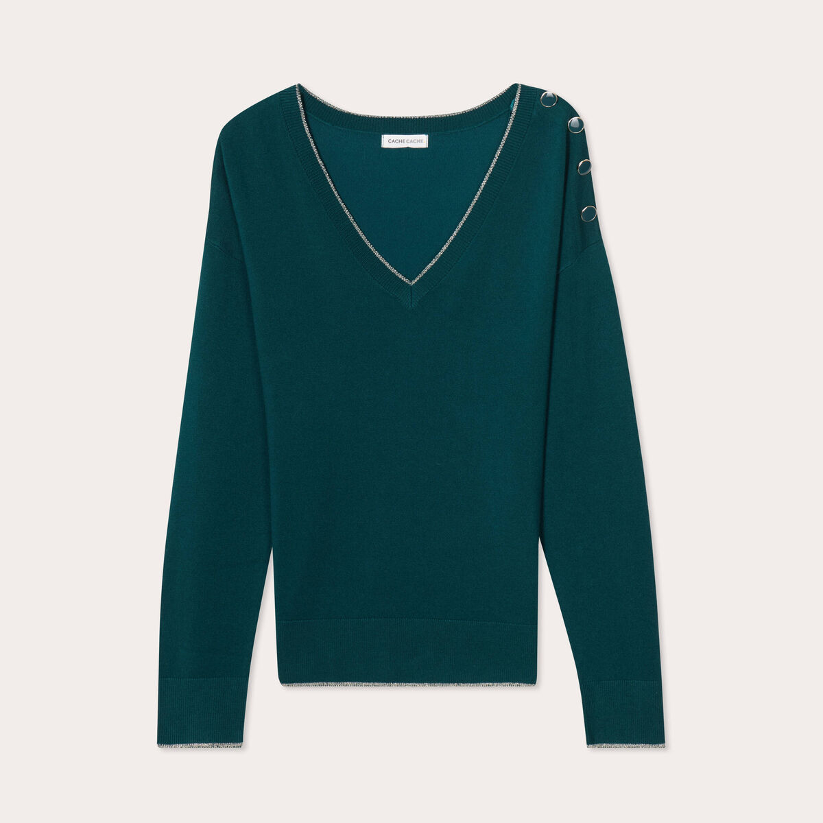 Pull manches longues vert foncé femme