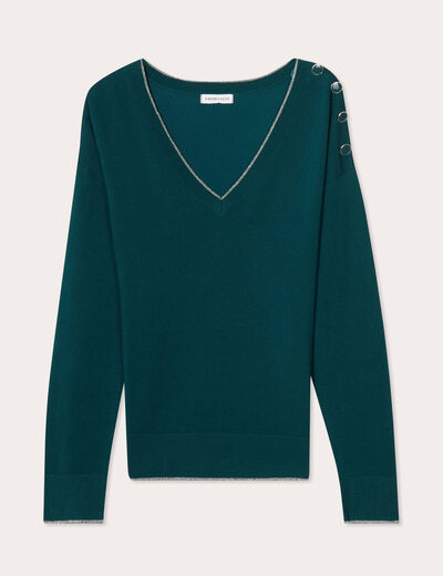 Pull manches longues vert foncé femme