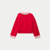 Sweat col chemise manches longues rouge femme
