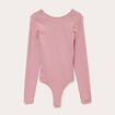 Body cintr&eacute; manches longues bateau vieux rose femme