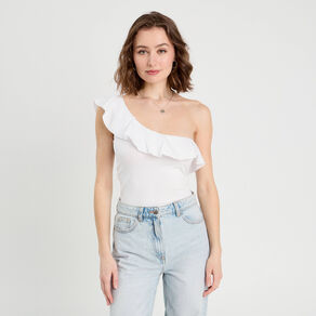 Débardeur asymétrique blanc femme