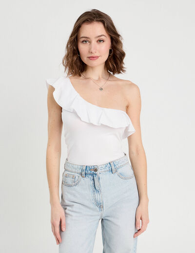 Débardeur asymétrique blanc femme