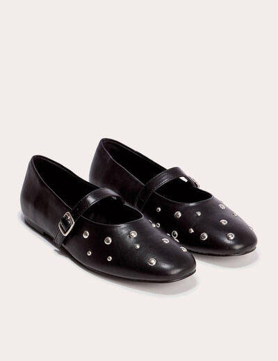 Ballerines &agrave; d&eacute;tails clout&eacute;s noir femme